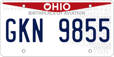 OH license plate GKN9855