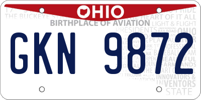 OH license plate GKN9872