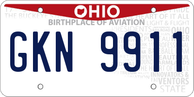 OH license plate GKN9911