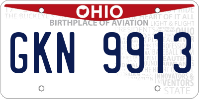 OH license plate GKN9913