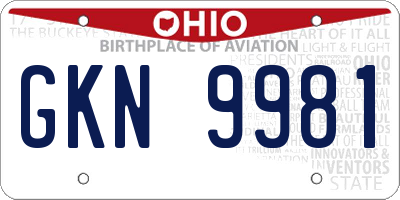 OH license plate GKN9981