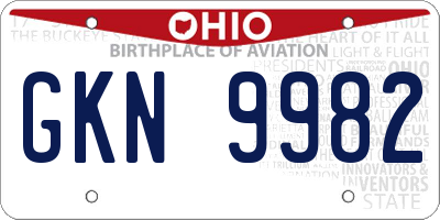 OH license plate GKN9982