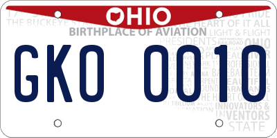 OH license plate GKO0010