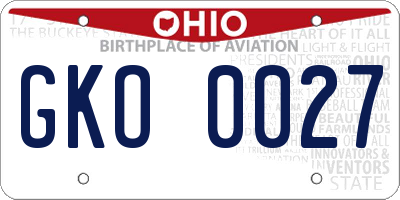 OH license plate GKO0027
