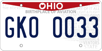 OH license plate GKO0033