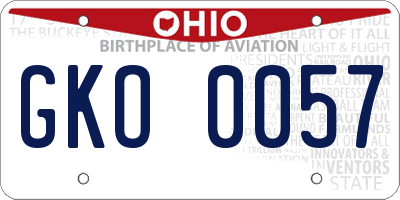 OH license plate GKO0057