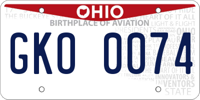 OH license plate GKO0074