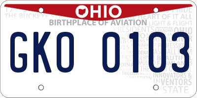 OH license plate GKO0103