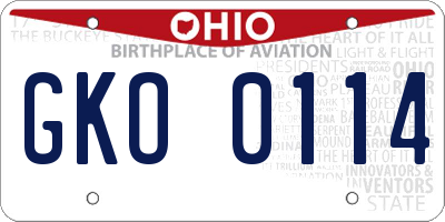 OH license plate GKO0114