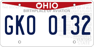 OH license plate GKO0132