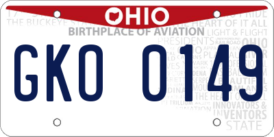 OH license plate GKO0149