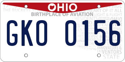 OH license plate GKO0156