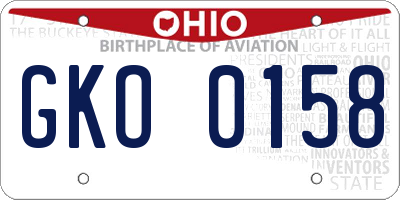 OH license plate GKO0158