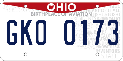 OH license plate GKO0173