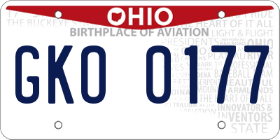 OH license plate GKO0177