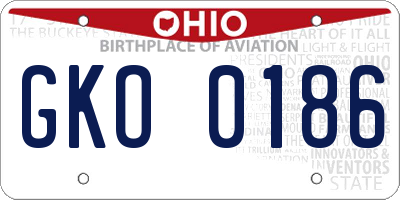 OH license plate GKO0186
