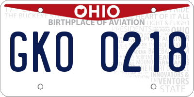 OH license plate GKO0218