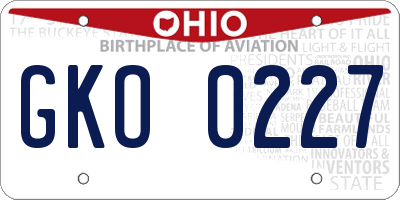 OH license plate GKO0227