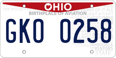 OH license plate GKO0258