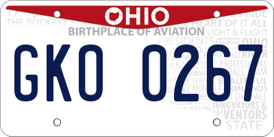 OH license plate GKO0267