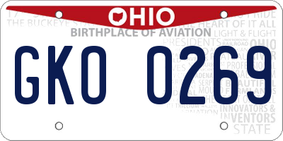 OH license plate GKO0269
