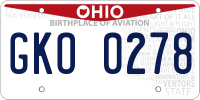 OH license plate GKO0278