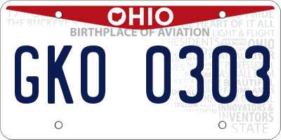 OH license plate GKO0303