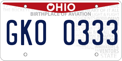 OH license plate GKO0333