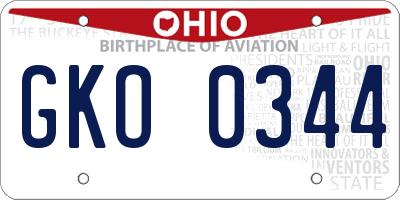 OH license plate GKO0344
