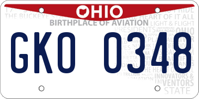 OH license plate GKO0348