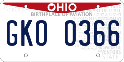 OH license plate GKO0366