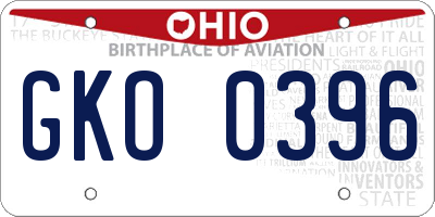 OH license plate GKO0396