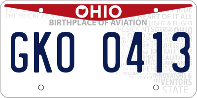 OH license plate GKO0413