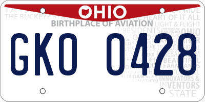 OH license plate GKO0428