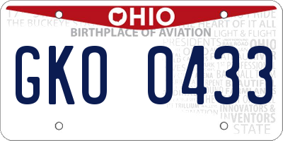 OH license plate GKO0433