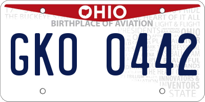 OH license plate GKO0442