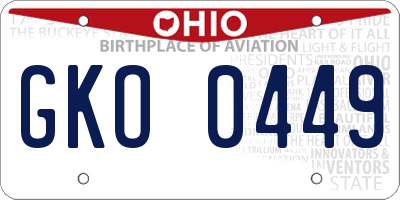 OH license plate GKO0449