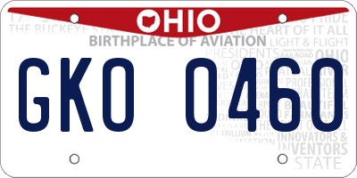 OH license plate GKO0460