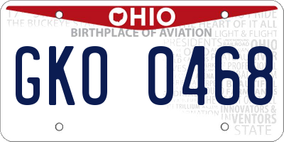 OH license plate GKO0468