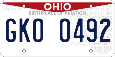 OH license plate GKO0492