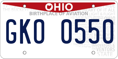 OH license plate GKO0550