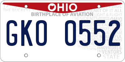 OH license plate GKO0552