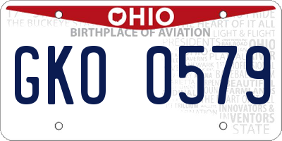 OH license plate GKO0579