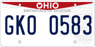 OH license plate GKO0583