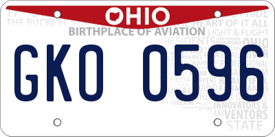 OH license plate GKO0596