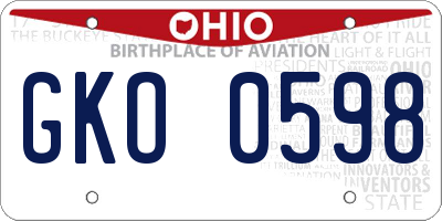 OH license plate GKO0598