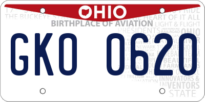OH license plate GKO0620