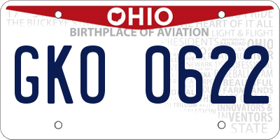 OH license plate GKO0622