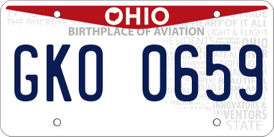 OH license plate GKO0659