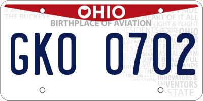 OH license plate GKO0702